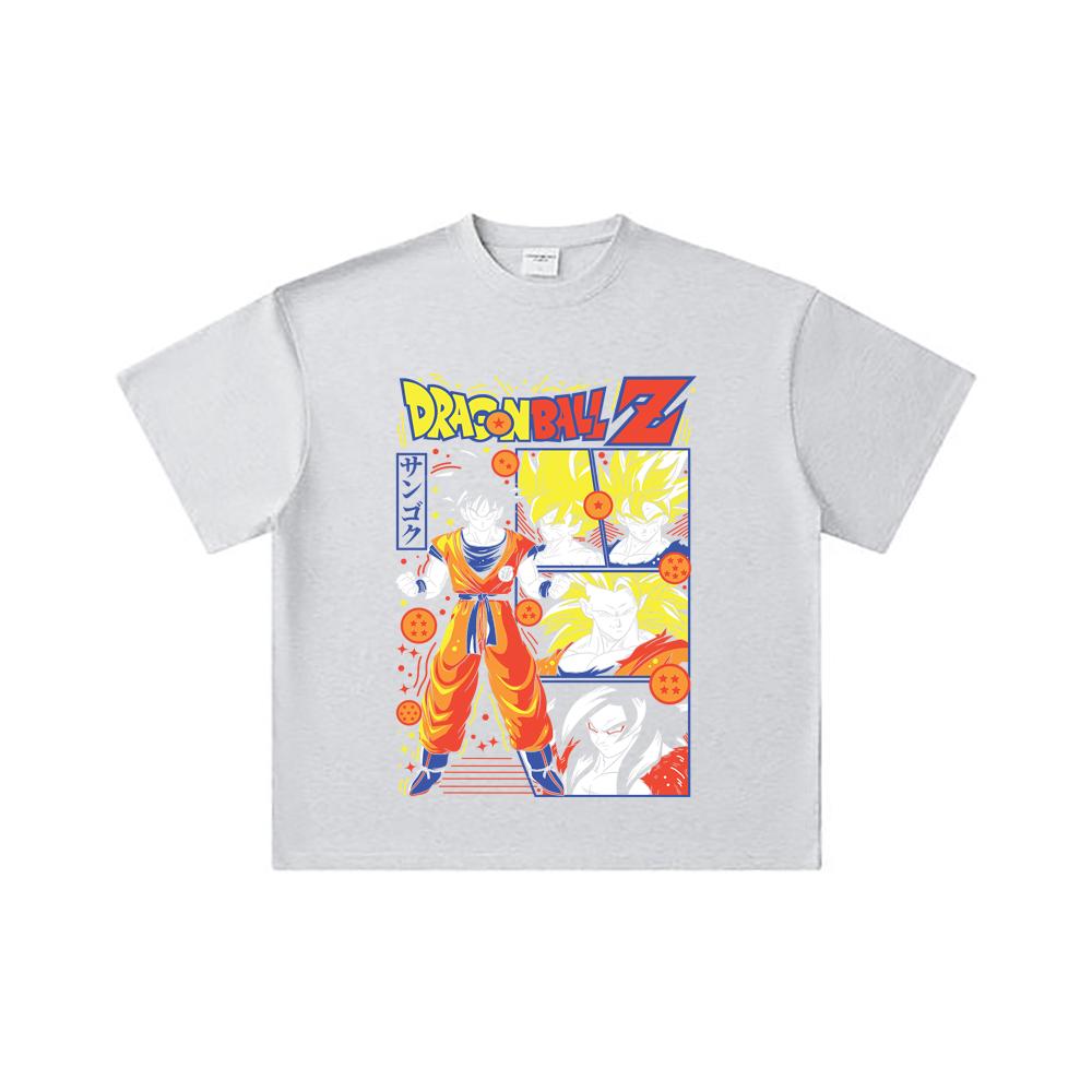 260 GSM Double Yarn 32 Count 100% Cotton Dragon Ball V56 Goku Print Unisex Heavy Cotton T Shirt