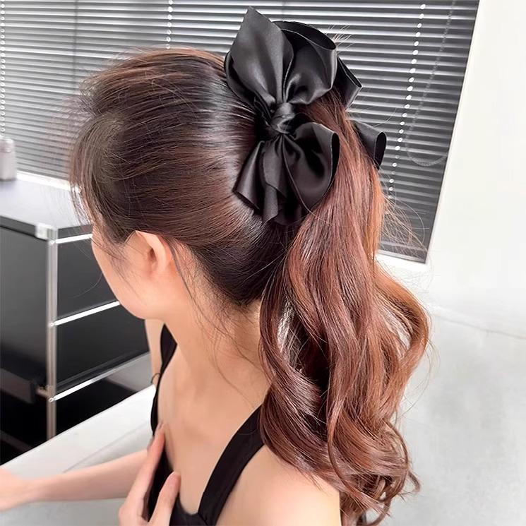 Large Satin Bow Hair Clip - High-End Korean Style for Women