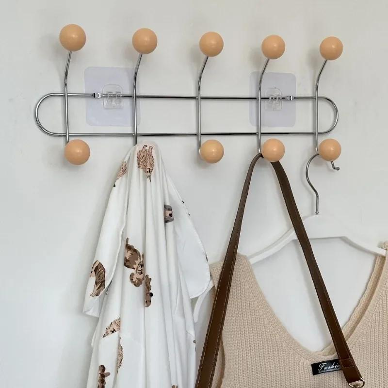 Entrance Hall Wall Coat Racks Bedroom Clothing Storage Hanger Rack Hooks Portable Backpack Cap Scarf Clothes Organizer Hangers
