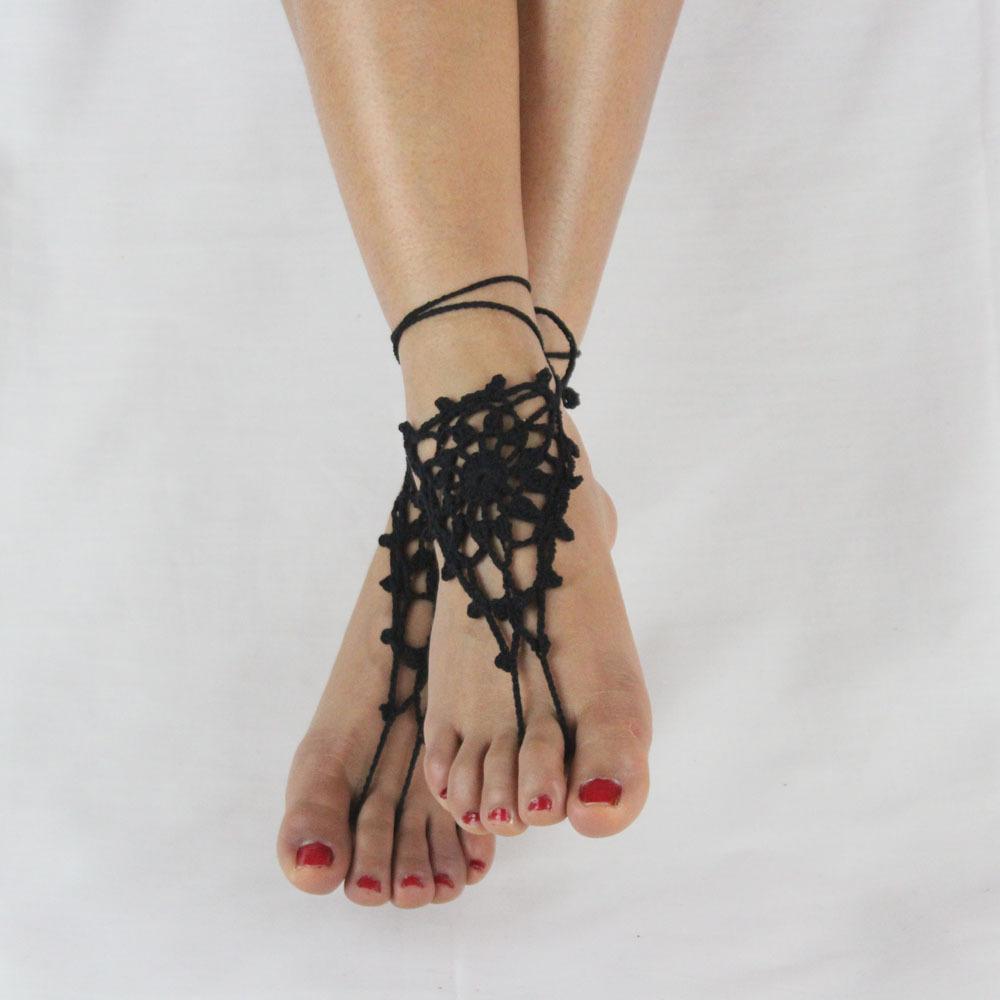 Crochet Barefoot Sandals Anklet Barefoot Sandles Foot jewelry, Steampunk Victorian Lace