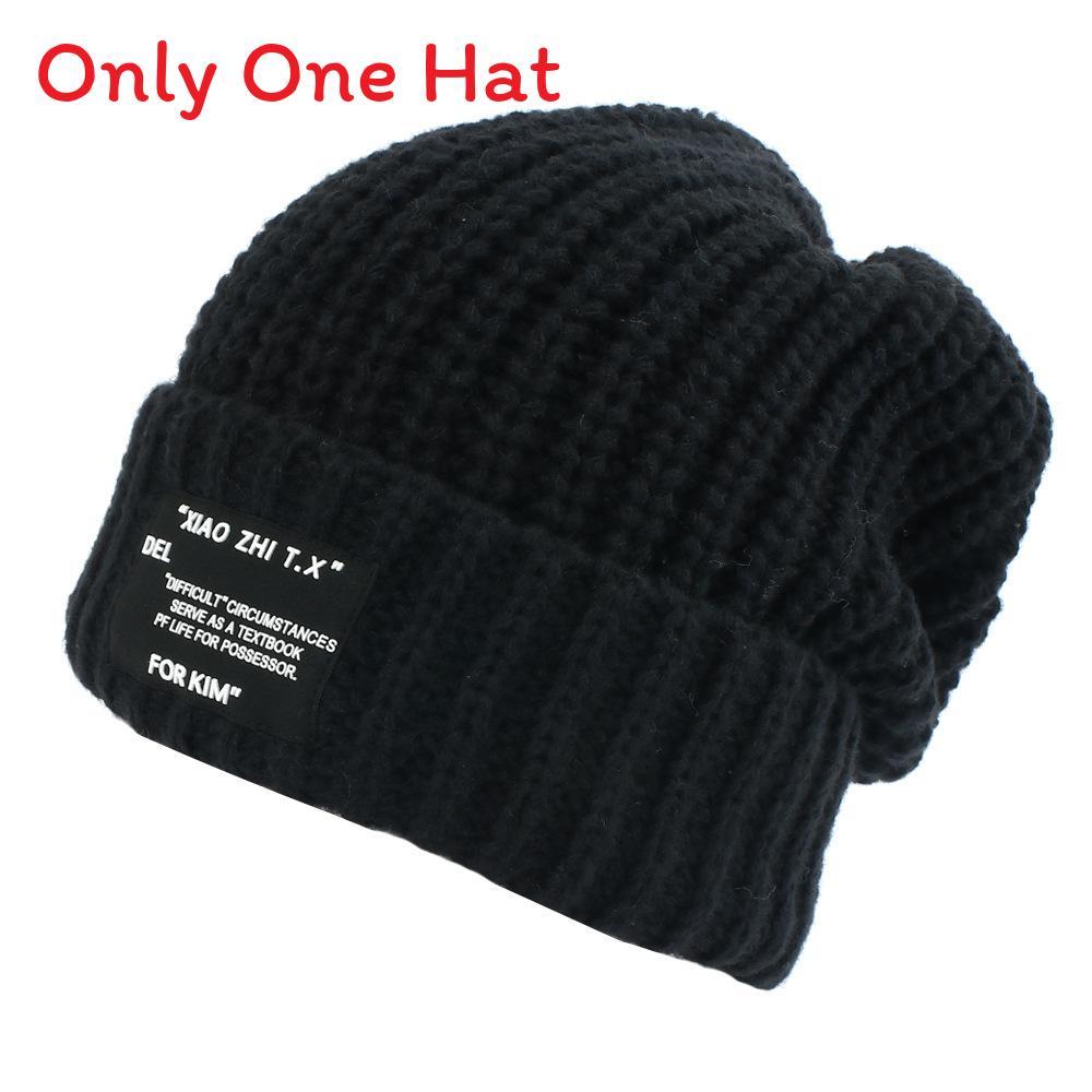Вязаная тыква-шапка с дышащей шерстью для осеннего кэжуал шика чёрный