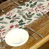 Böhmischer Weihnachts-Tischläufer Stechpalmenrot Beeren Grünes Laub Rechteckig Küche Esszimmer Feiertags-Partydeko