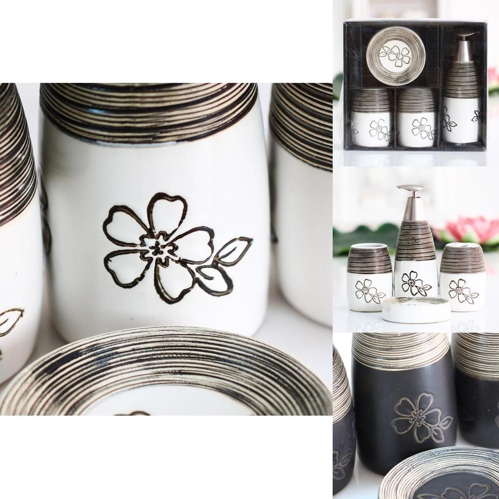 Luxury Ceramic Bathroom Collection With Flower Design For Housewarming And Gifts