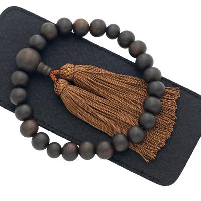 Prayer Beads for Men Made In Striped Ebony with Smart Rosary Holder for All Daiichi Sougei (craftsman Kyoto) Denominations, Funerals, Ususabō DON03-11