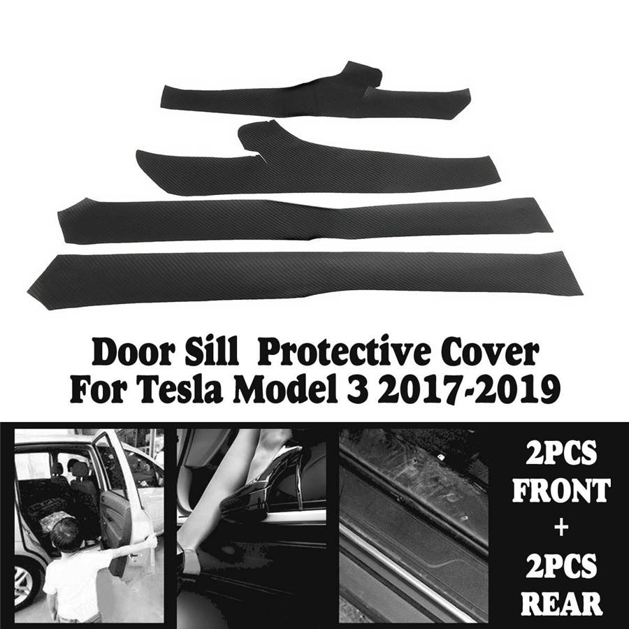

4x For 2017-19 Tesla Model 3 Car Leather Front Rear Door Sill Protective Cover