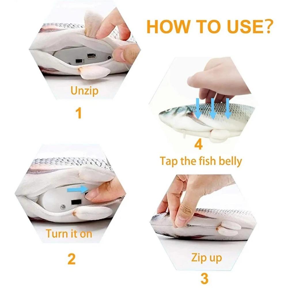 Pet Cat Pet Dog Soft Plush Toy USB Charging Electric Simulation Fish Interactive Training Grinding Teeth Pet Chewing Toy