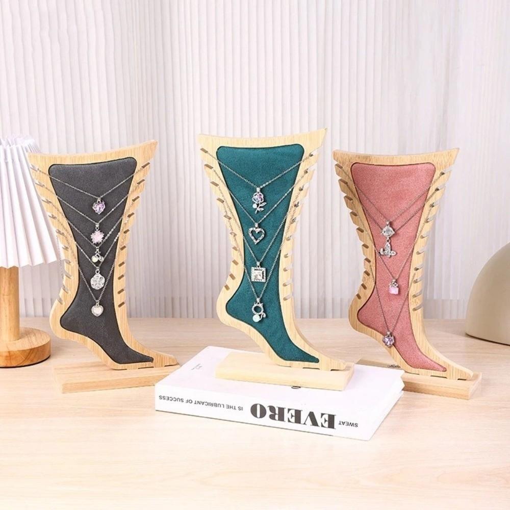 Creative Foot Shaped Anklet Display Stands Desktop Jewelry Display Wooden Holder Detachable Jewelry Hanging Stand