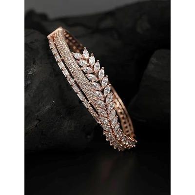 Mit Roségold plattiertes Armband mit amerikanischen Diamanten für Frauen | Geburtstagsgeschenke für Mädchen | Blattförmiges Armband für Mädchen, beste Geschenke für Frauen