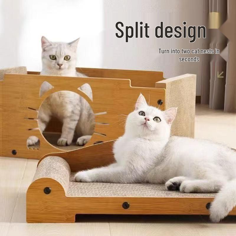 Durable Cat Bed & Scratching Post Combo: Year-Round, No-Shed, Scratch-Resistant Cat Toy & House