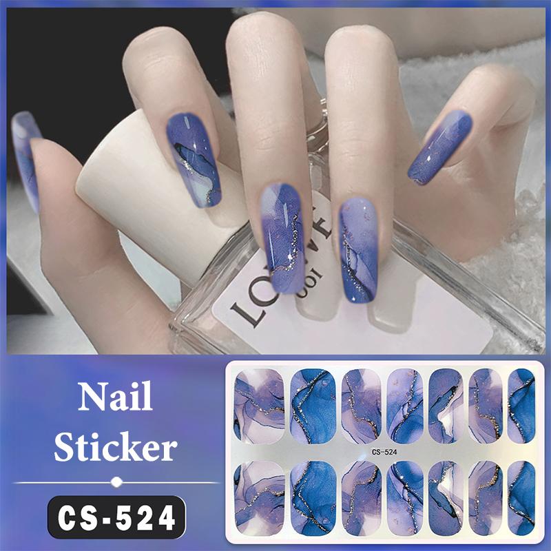 Bez lampy do utwardzania Wodoodporne naklejki na paznokcie Pełne krycie Naklejki na paznokcie Mocne i niełatwe do odpadnięcia 14 paznokci/zestaw Wielokolorowe plastry na paznokcie