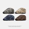 Print Beret Autumn Winter Thick Warm Forward Cap Men Big Head Circumference Newsboy Cap