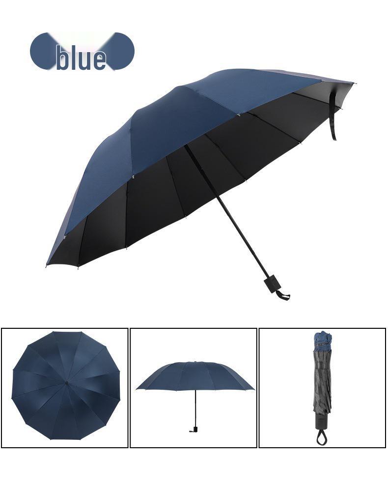 Dual-Use Extra Large Folding Umbrella - 12 Ribs for Sun and Rain Protection