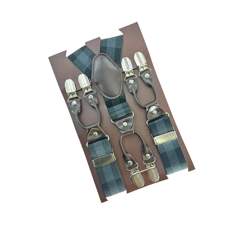 6 Clips Men'S Suspender Belt, Strap Thickened Elastic Belt, High-Quality Hardware Accessories