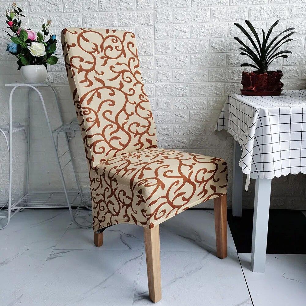 Printed King Back Chair Cover Stretch Large XL Size Chair Covers for Dining Room Home Hotel Banquet Decor Long Seat Protectors
