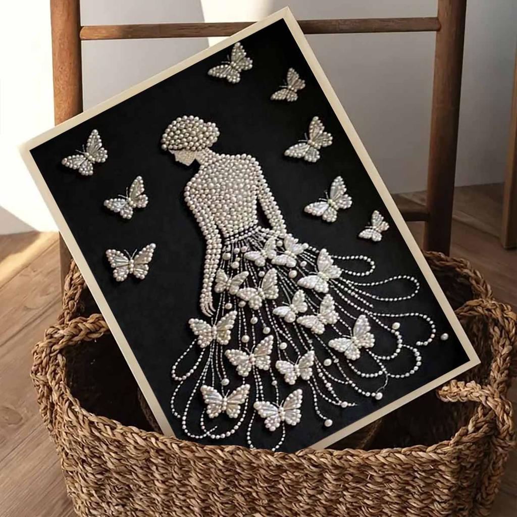 DIY Butterfly Pearl Art Painting for Home Wall Decor Pearl Gem Paintings Picture Arts Craft  for Adults/Beginners Gift Idea Home Decor Without Frame