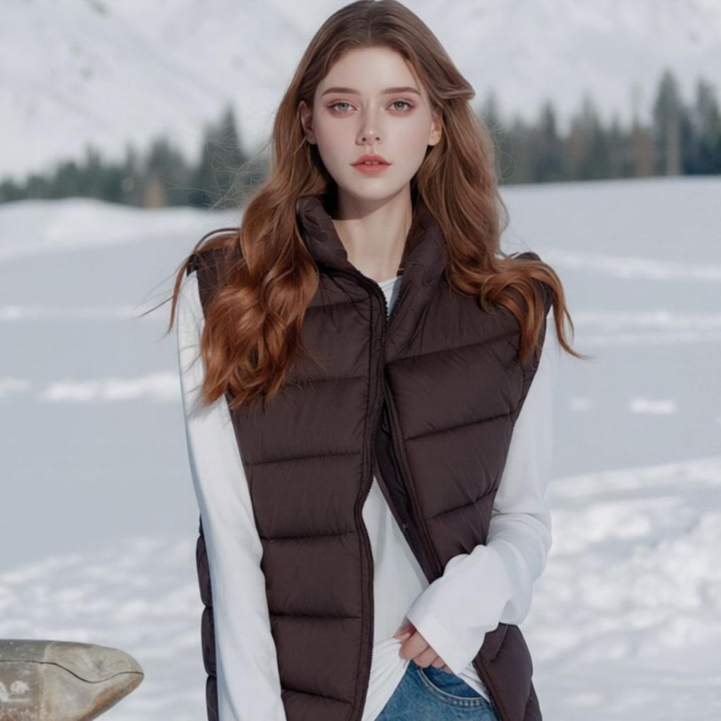 DIMANAF 2026 Autumn Winter Women Parkas Vest Coats Short Jackets Sleeveless Thick Warm New Outerwear Solid