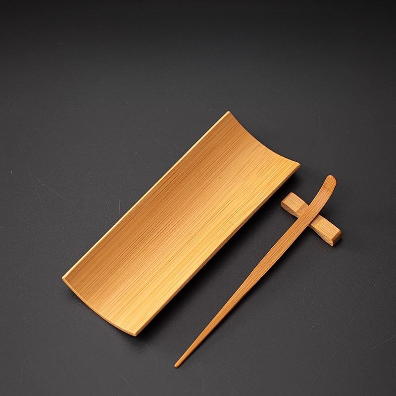 Wenzhu Tee-Set aus rein handgefertigtem chinesischem Natur-Bambus, lackfrei, Teelöffel, Teeklammer, Teelotus, Teezubehör