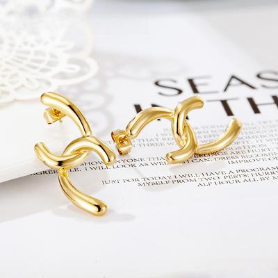 French Geometric Opening Splicing Earrings Titanium Steel Premium Earrings Ear Holes Ins Jewelry