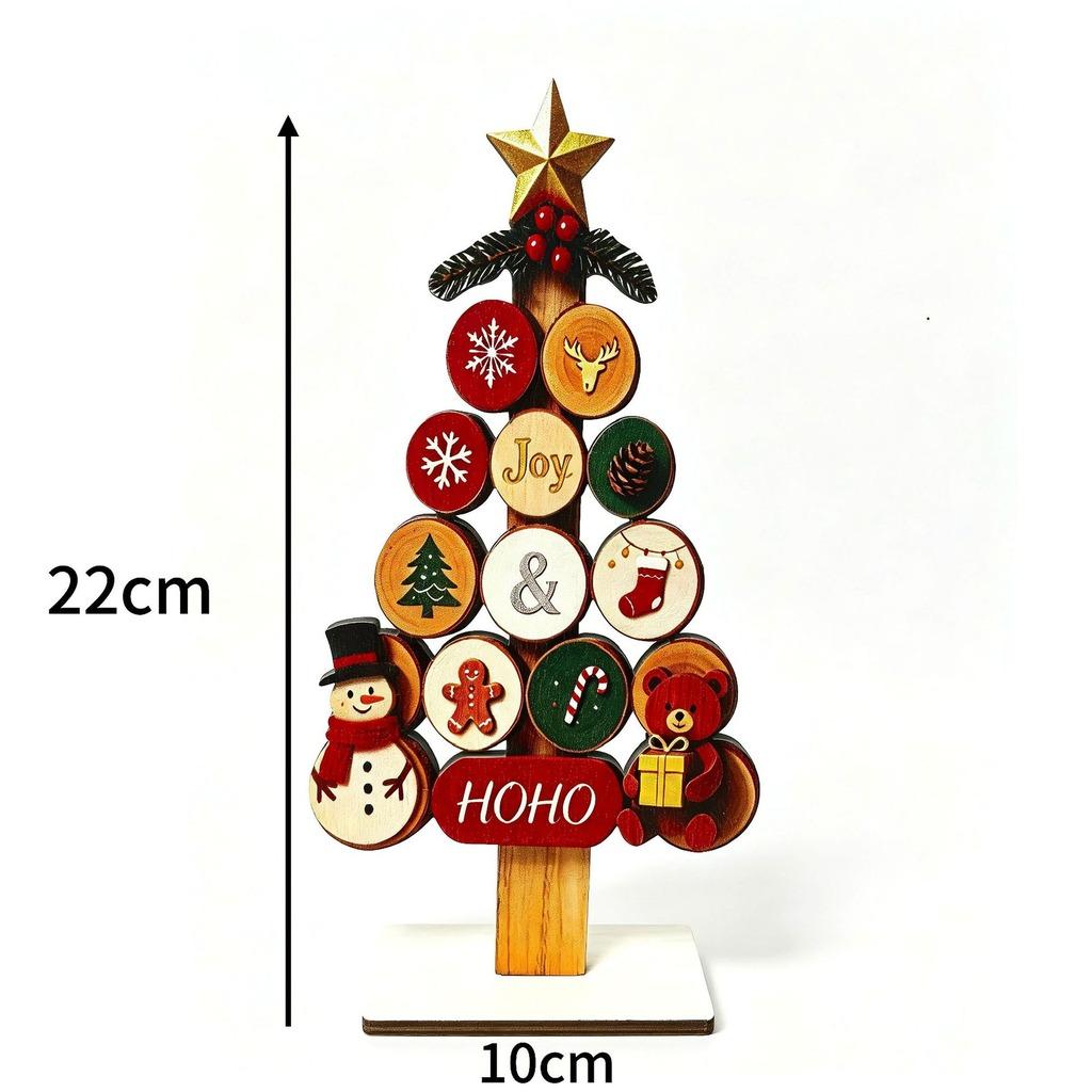 Santa Reindeer Desktop Ornament Wooden Christmas Houses Village Tabletop Decoration For Home Xmas 2026 2027 New Year Party Decor