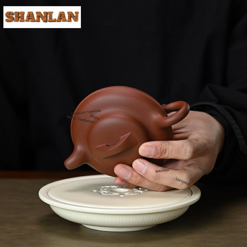 200ml Vintage Yixing Purple Clay Teapots Handmade Line Circle Pot Raw Ore Clear Water Mud Kettle Zisha Teaset Tea Services Craft