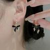 Korean black bow temperament versatile style high-end design stud earrings