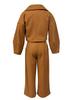 European & American Autumn/Winter Solid Color Wool Lapel Top & Casual Long Pants Set