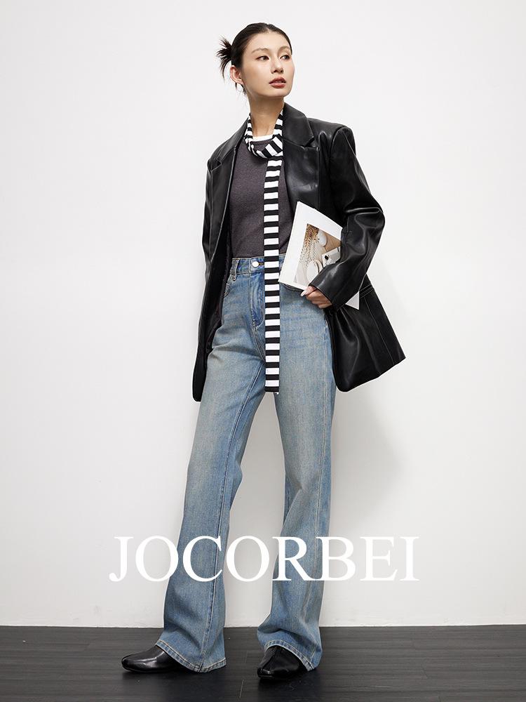 JOCORBEI Four-Way Stretch Retro High-Waisted Flare Denim Pants for Women