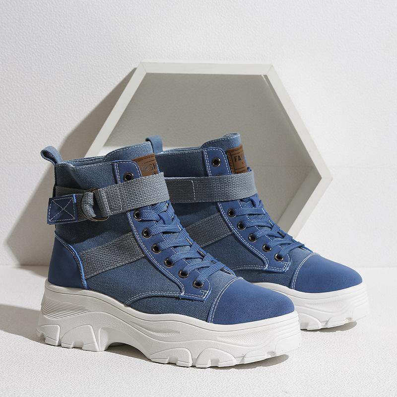 Large Size Martin Boots New Spring Thin Breathable High-top Canvas British Style Thick-soled Single Boots