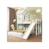 Pat supraetajat - MUVOE - 140x200cm și 90x200cm - cu tobogan - din pin alb - sigur și amuzant