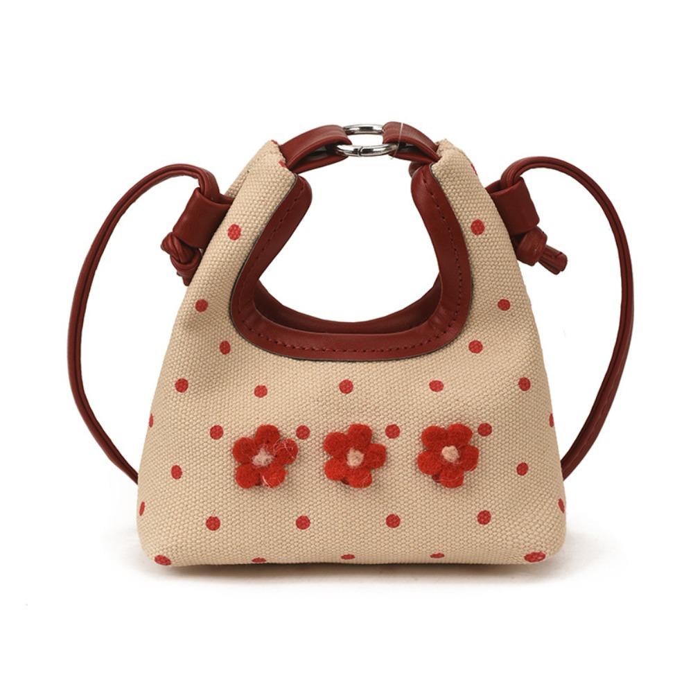 Polka Dot Flower Handbag Korean Style Bucket Bag Trendy Mini Crossbody Bag Casual красный 1090₽