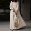 White Long Cotton Skirt Loose Pullover Dress Solid Color Commuting Comfortable