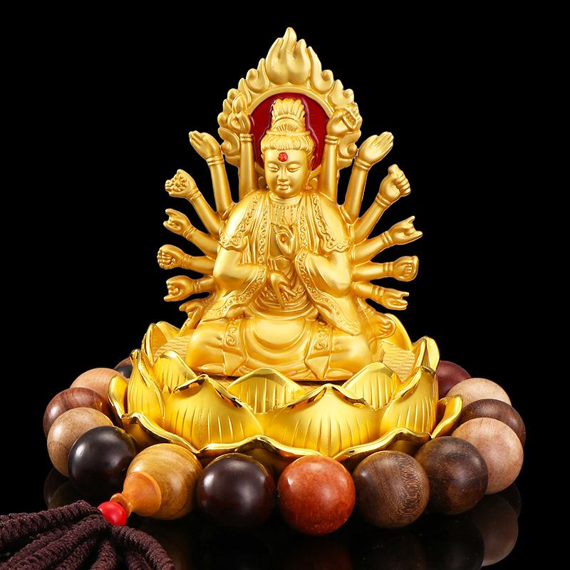 Alloy Lotus Guanyin Car Perfume Ornament - Thousand-hand Guanyin Interior Accessory