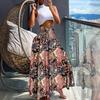 2025 Summer Women's Printed Beach Vacation Long Skirt with Big Hem