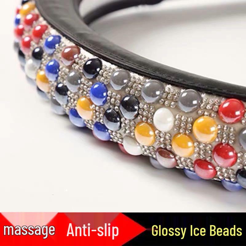 Women's Ceramic Ice Bead Diamond Steering Wheel Cover - Non-slip, Universal, Four Seasons