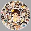 100 Cartoon Cotton Doll Stickers for Water Bottles and Laptops - Creative, Cute, Waterproof Decoration.