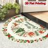 Festive Christmas Half Round Doormat Slogan Reindeer Semicircle Carpet For Living Room Bedroom Front Door Welcome Floor Mat Gift