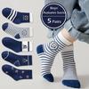 5 Paare/Satz Niedliche Baby Jungen Socken Herbst Winter Baumwolle Kinder Mid Tube Socke Vintage Marineblau Gestreifte Kinder Sportliche Socken