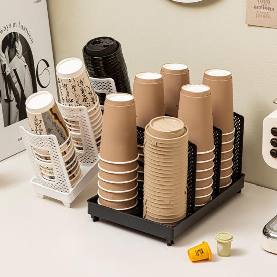 Adjustable Cup Holder Disposable Cup Dispenser with Removable Panels Living Room Drink Cup Organizer for Coffee Pods Straws