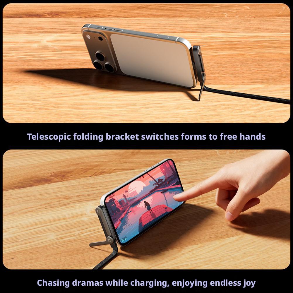 Charging Cable with Integrated Stand Invisible Holder Charger For Apple iPhone 15-17 Series For Huawei For Xiaomi Phone Stand