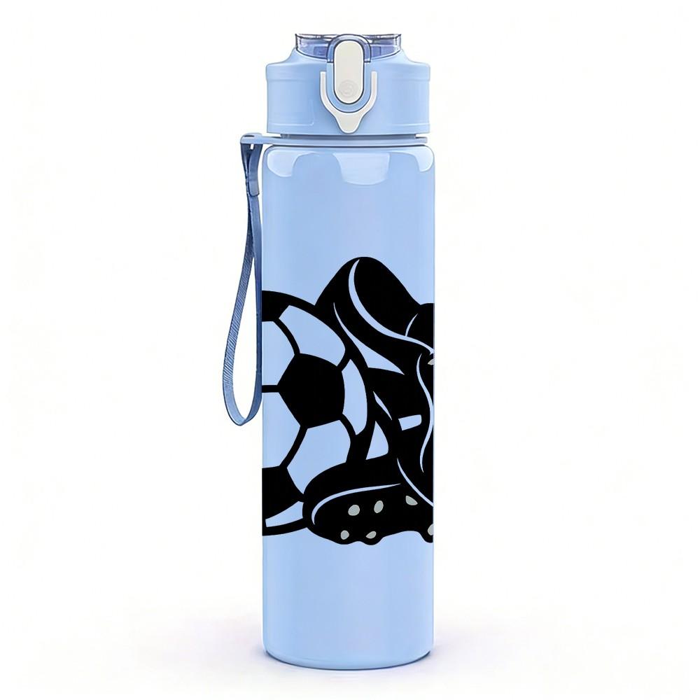 1PC Soccer Cleat Football Shoe Pattern 750ml Color Plastic Sports Water Bottle Leakproof Flip Straw Lid Suitable for Sports Office Home Use