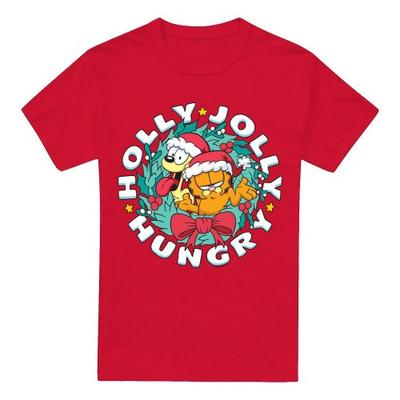 Garfield Mens Holly Jolly Hungry Odie Christmas T-Shirt