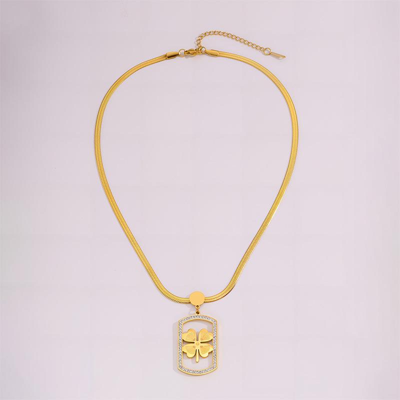 Stylish Four-Leaf Clover Necklace for Women - Durable Titanium Steel with High-End Chain, Non-Fading Design