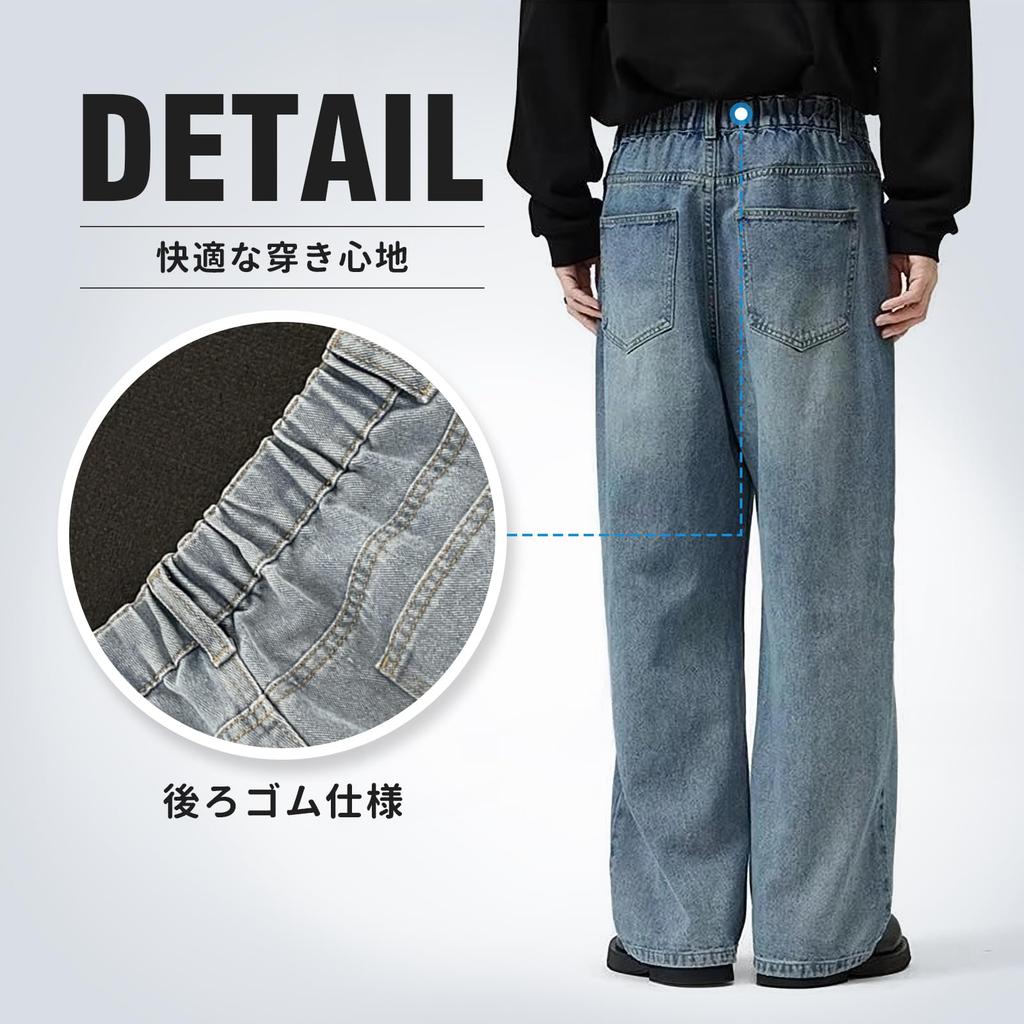 [maytopia] Jeans, Denim Pants, Stretch Jeans, Men's & Women's, All-Season, CK815 (3XL, Navy Blue)