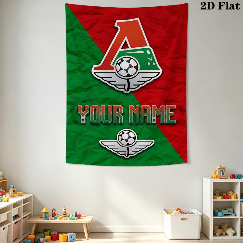 Name Custom FC Lokomotiv Moscow Wall Tapestry Aesthetic Wall Hanging Printed Fabric Blanket Decorative Tapestries for Bedroom Living Room Home Decor