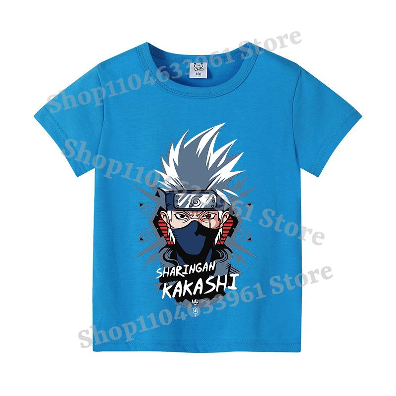 Narutos T-shirt Children Clothing Boy Girl Japanese Manga Pattern Short Sleeve Kid Cartoon Casual Sports Cotton Tee Home Clothes