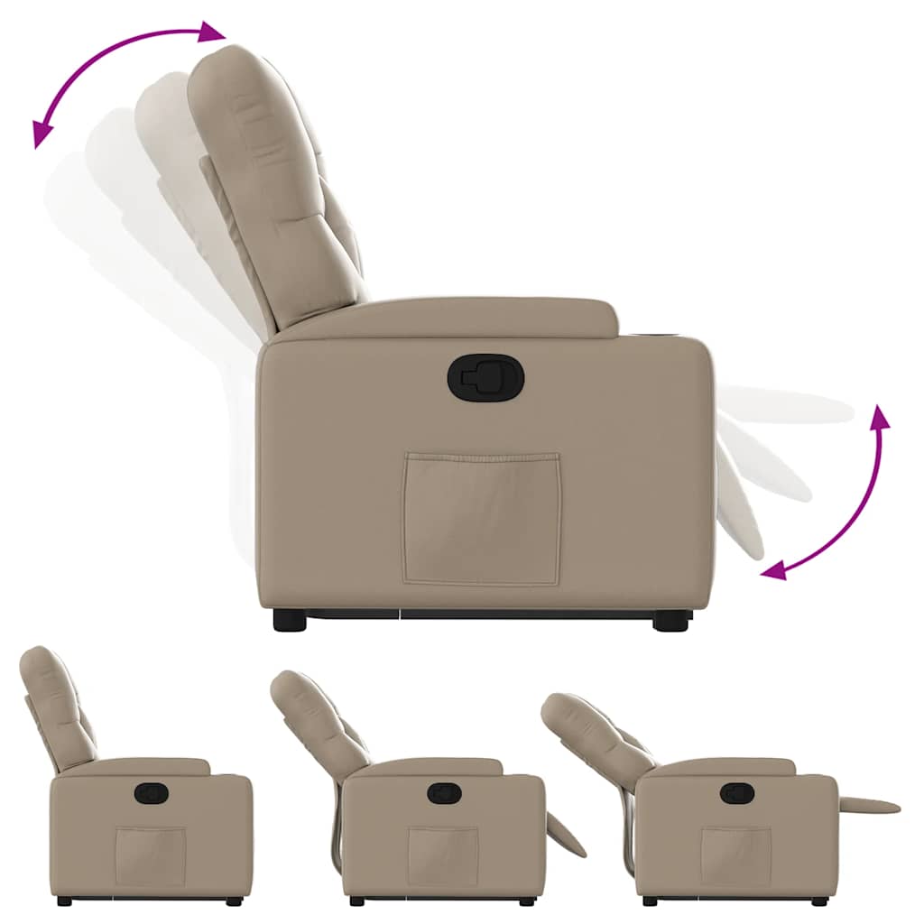 Recliner with Rising Aid Cappuccino Brown Artificial Leather