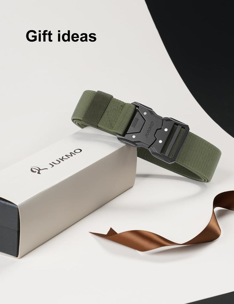 JUKMO Quick-Release Belt, Work Belt, Men's Tactical Belt, Military Belt (M - Waist Length 91cm-105cm (Total Length 125cm), Green)