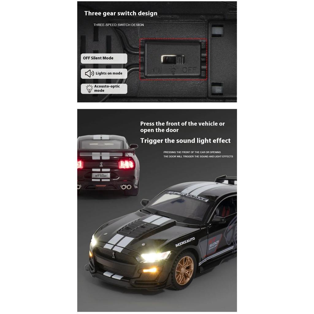 Miniatures 1/32 Ford Mustang Viper GT500 Sports Car Alloy Diecast Model Pull Back Baby Toy Trendy Ornament Boys Birthday Present