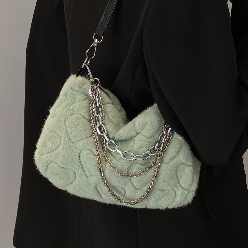 Fashionable Shoulder Bag for Women New Fashion Versatile Furry Crossbody Bag for Women Ins Niche Chain Bag