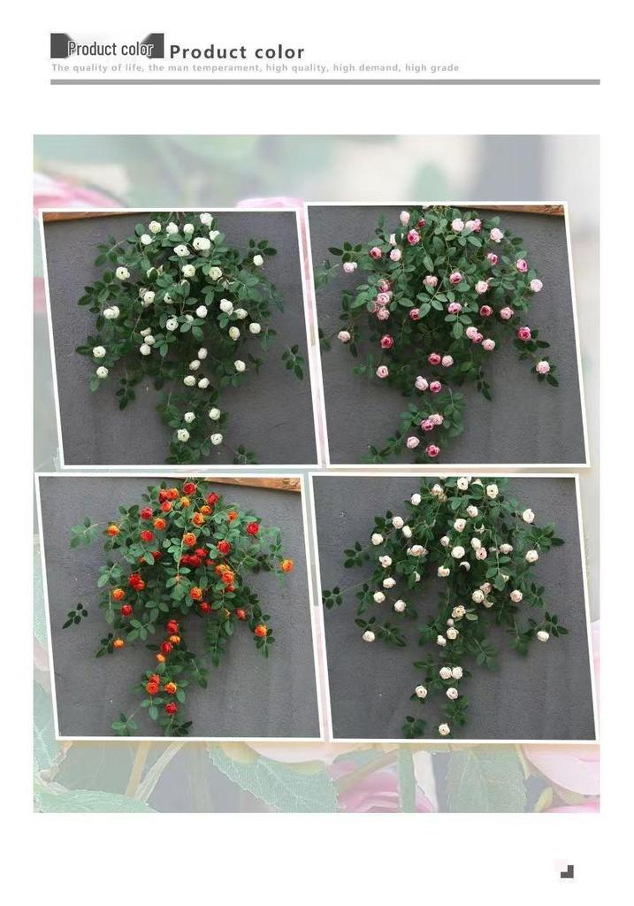Artificial Rose Vine Wall Hanging for Indoor Decoration